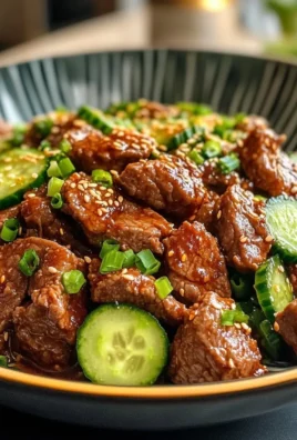 Spicy Keto Korean Beef with Cucumber Salad Dish