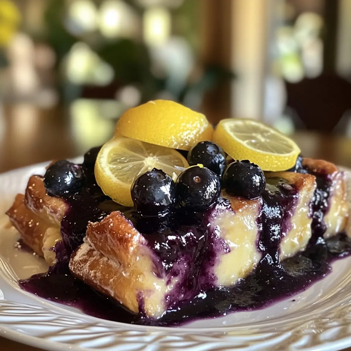 Lemon Blueberry Croissant Bread Pudding