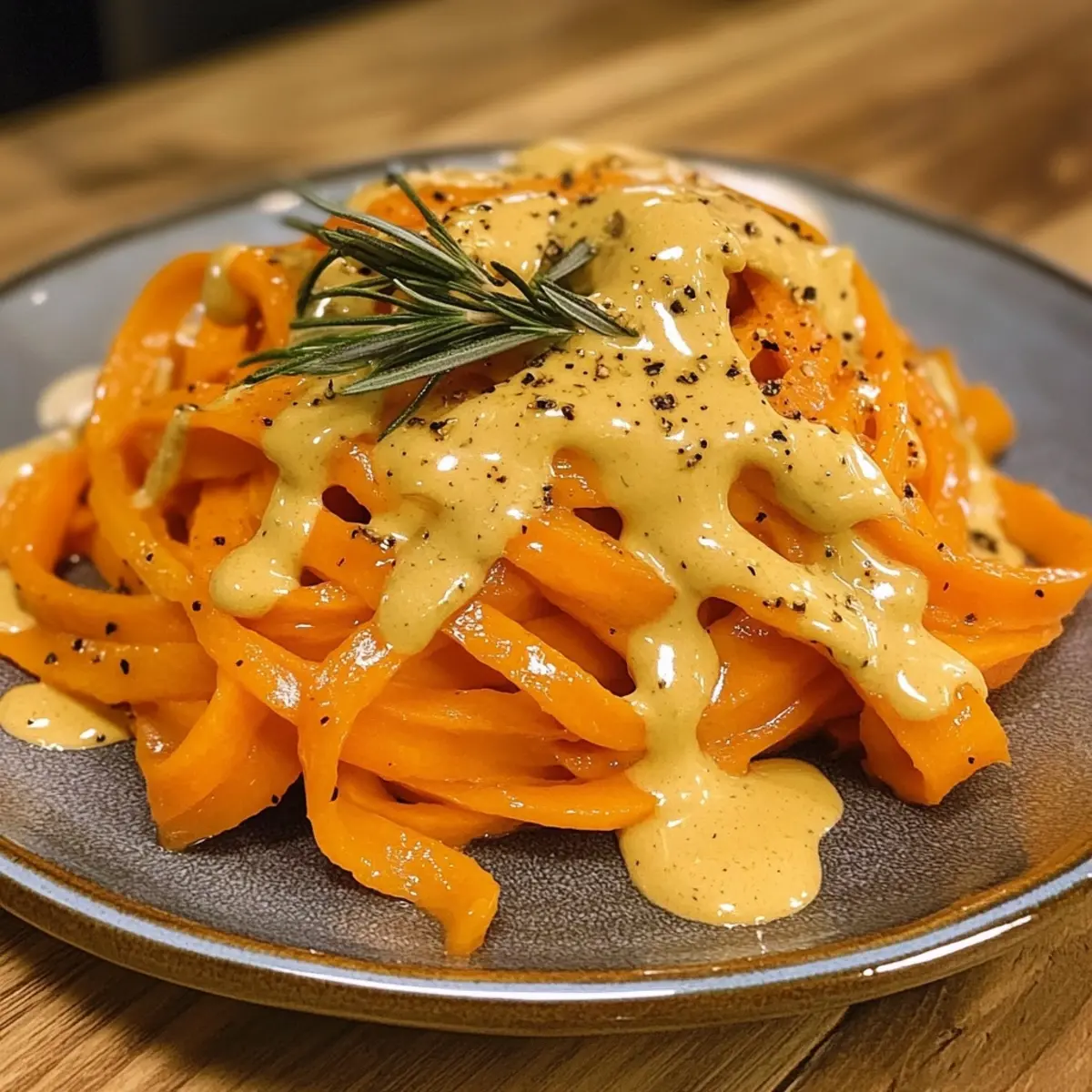 Carrot Ribbons with Rosemary Butter Sauce