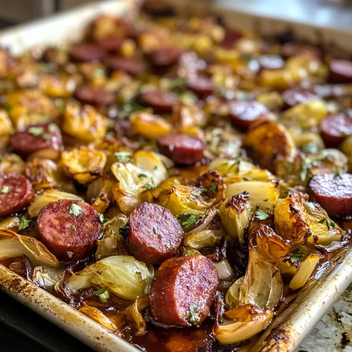 Sheet Pan Blistered Cabbage and Kielbasa