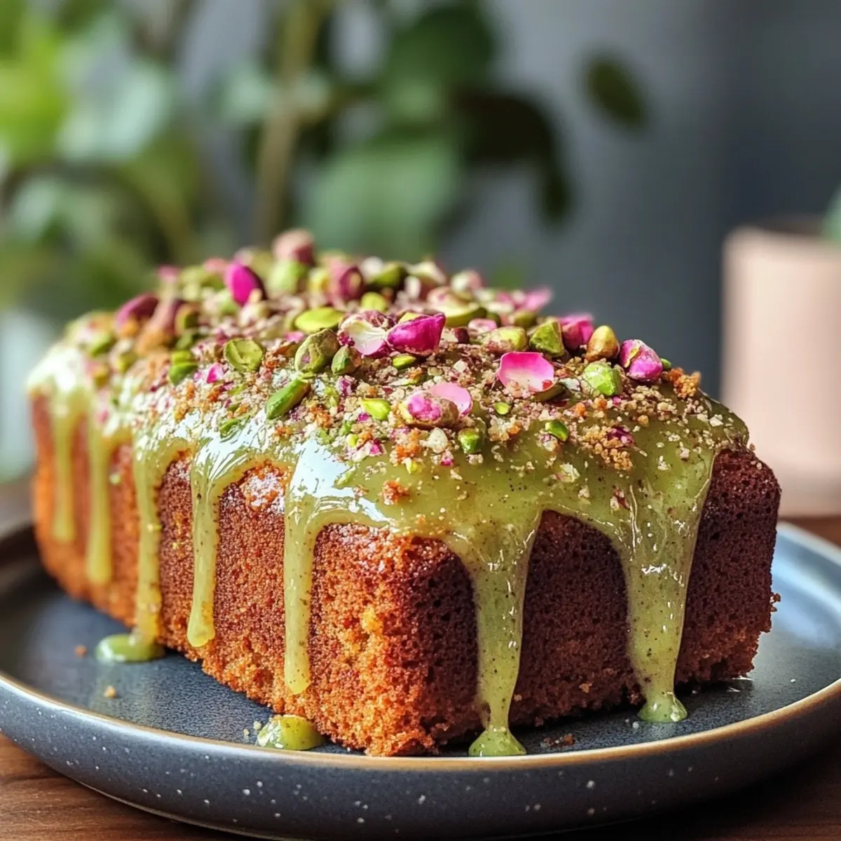Pistachio and Rose Water Loaf Cake