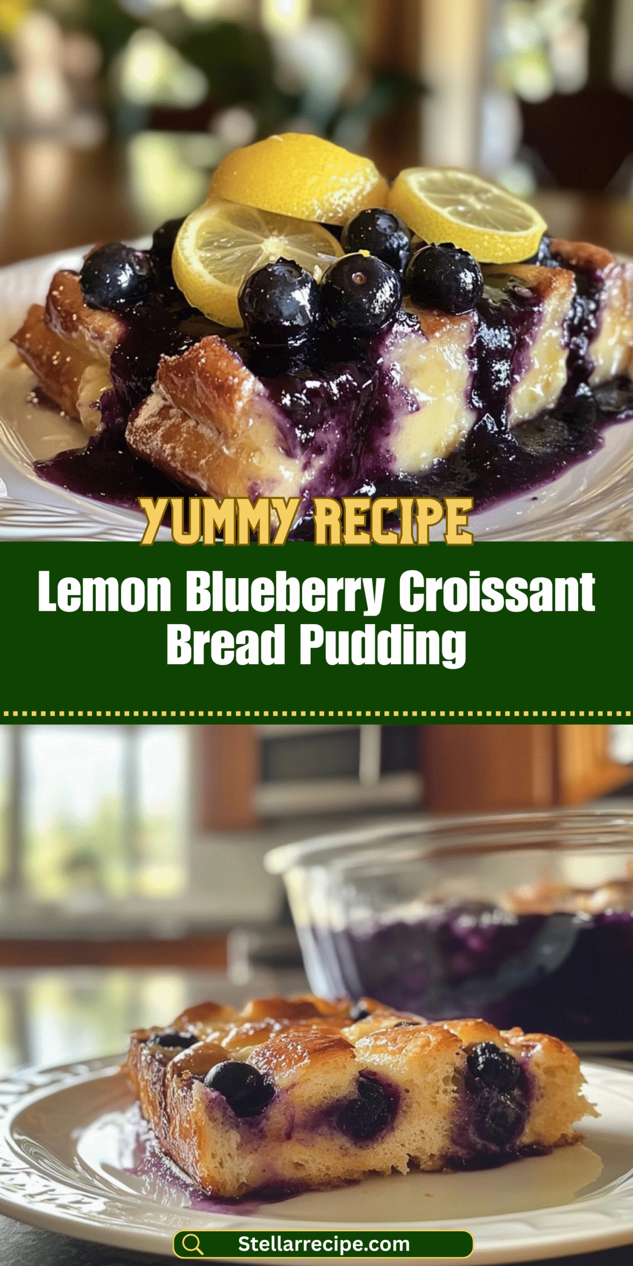 Lemon Blueberry Croissant Bread Pudding