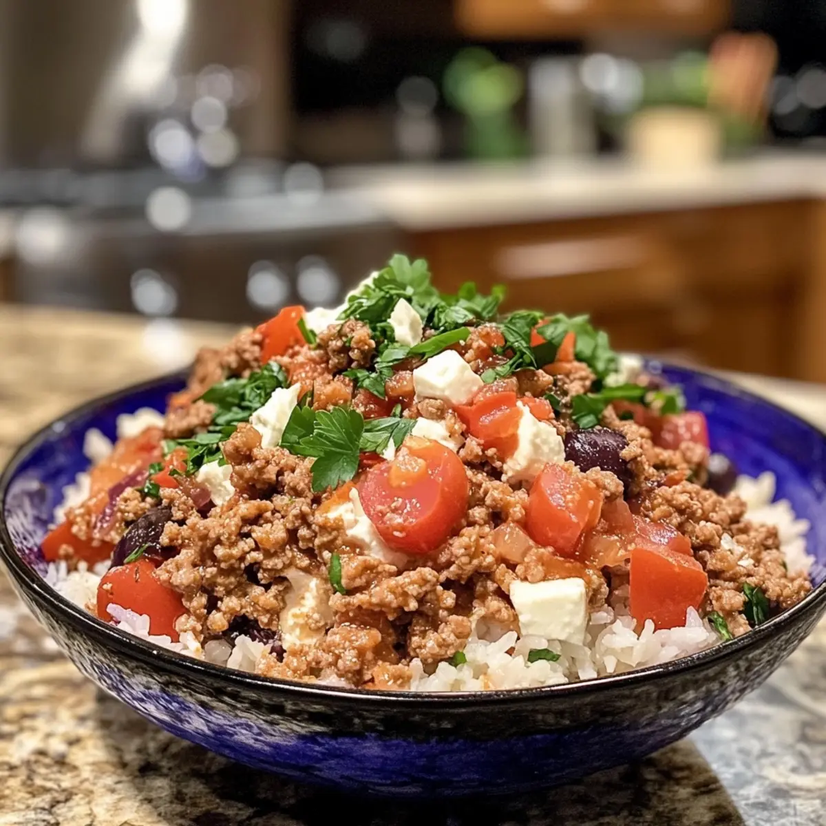Greek Ground Turkey Rice Bowl