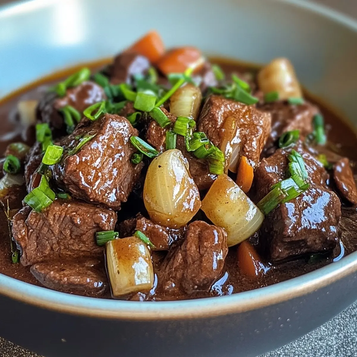 Slow Cooker Beef Bourguignon with Spring Onions
