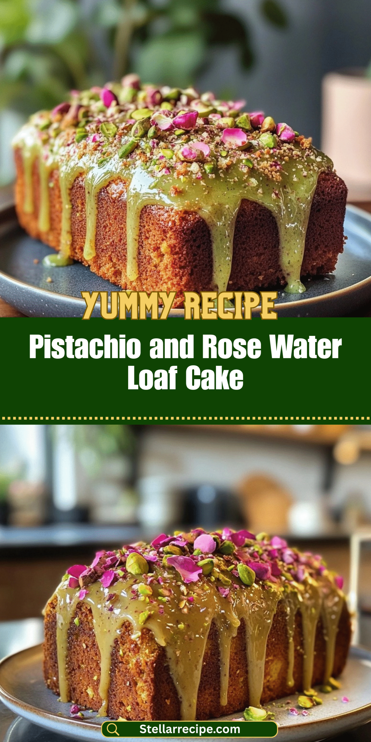 Pistachio and Rose Water Loaf Cake