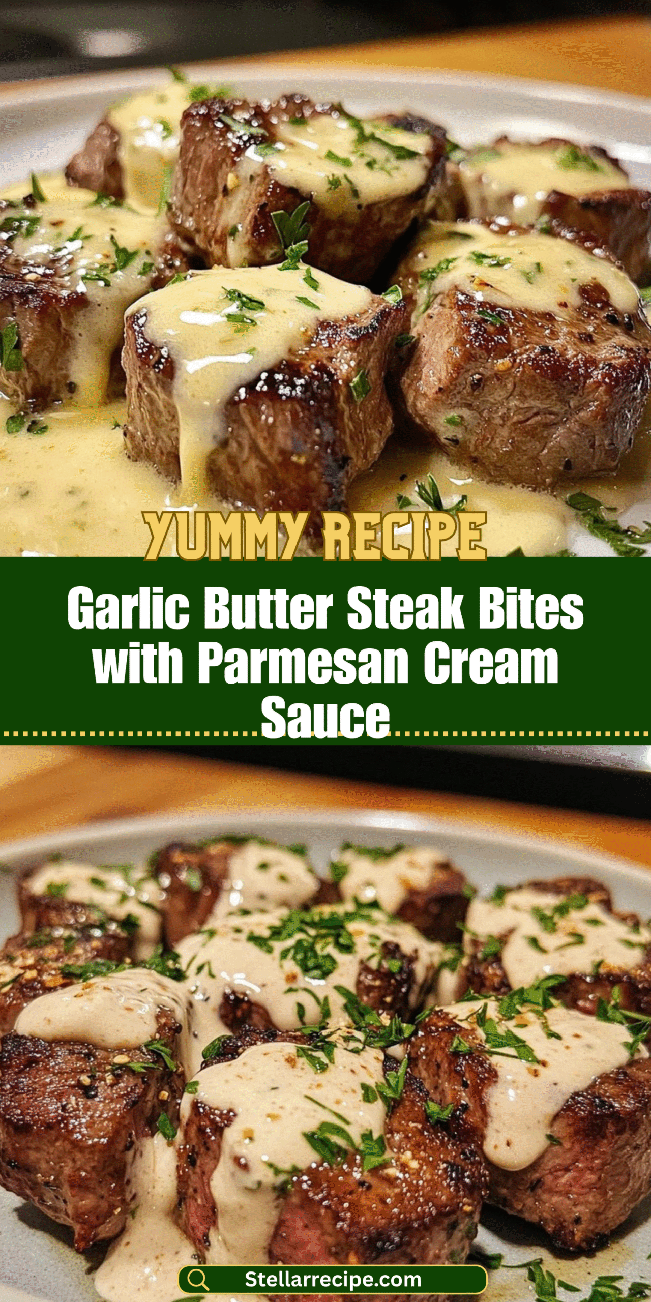Garlic Butter Steak Bites with Parmesan Cream Sauce