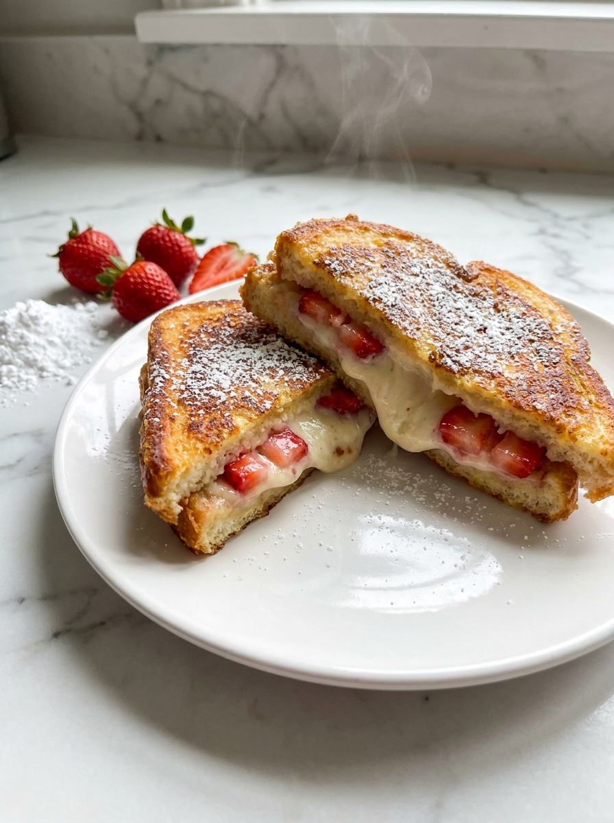 Irresistible Fried Strawberry Cheesecake Sandwiches Recipe - featured