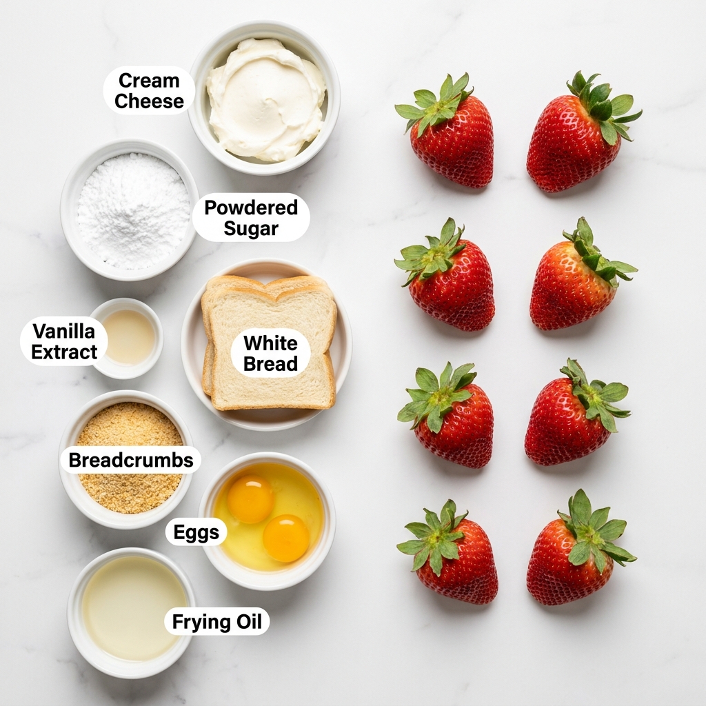 Irresistible Fried Strawberry Cheesecake Sandwiches Recipe - ingredients